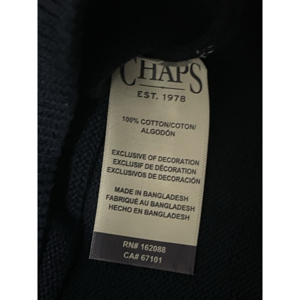 Chaps Sweater Mens Medium Blue DenimAmerican Flag Crewneck Pullover Knit USA NEW - Picture 3 of 6